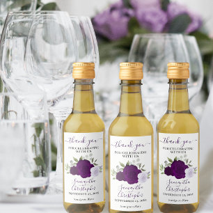 Lila Rose Elegant Wedding Danke Mini Weinetikett