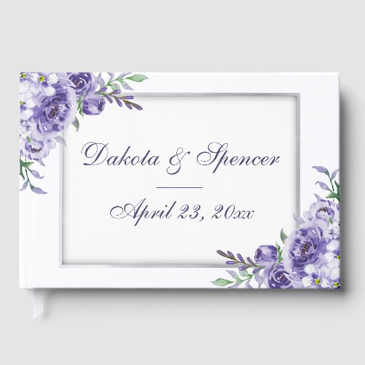 Lila Rose | Elegante Wasserfarbe Floral Boho Gästebuch (Vorderseite)