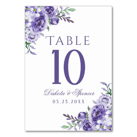 Lila Rose | Elegante Wasserfarbe Floral Boho Tischnummer (Rückseite)