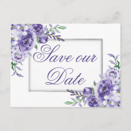 Lila Rose | Elegante Wasserfarbe Save the Date Ankündigungspostkarte