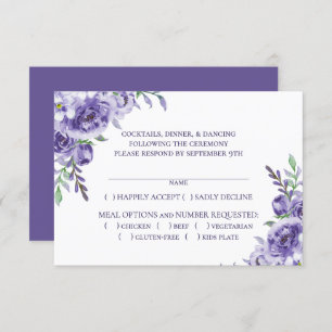 Lila Rose   Elegante Wasserfarben Auswahl RSVP Karte