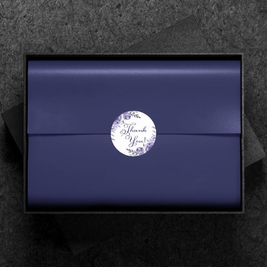 Lila Rose | Elegante Wasserfarben Floral Vielen Da Runder Aufkleber