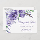 Lila Rose | Elegante Wasserfarbenänderung Ankündigungspostkarte (Vorne/Hinten)