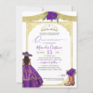 Lila Rose Eleganter Western Charro Quinceanera Einladung