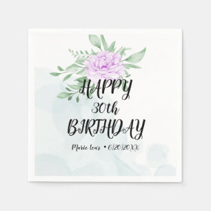 Lila Rose Eukalyptus Grüne 30. Geburtstag Serviette