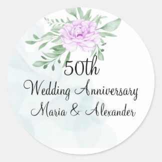 Lila Rose Eukalyptus Verlasse 50 Jahre alt Runder Aufkleber