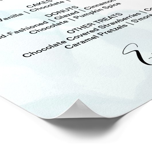 Lila Rose Eukalyptus Wedding Dessert Menü Sing Poster (Ecke)