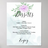 Lila Rose Eukalyptus Wedding Dessert Menü Sing Poster (Vorne)