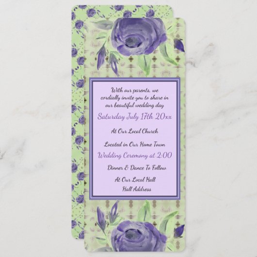 Lila Rose Feiertagskarte (Vorne/Hinten)