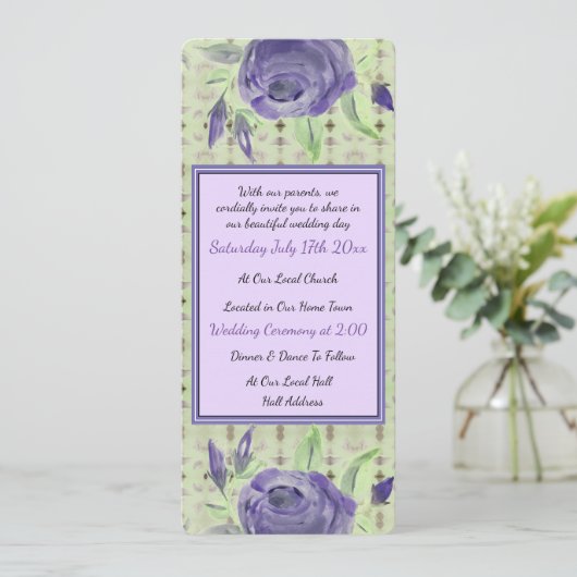 Lila Rose Feiertagskarte (Stehend Vorderseite)