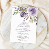 Lila Rose Floral Erste Heilige Kommune Einladung