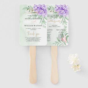 Lila Rose Floral Eukalyptus Boho Hochzeitsprogramm Fächer