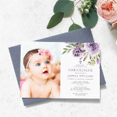 Lila Rose Floral Foto Girl Christening Einladung