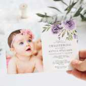 Lila Rose Floral Foto Girl Christening Einladung