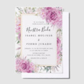 Lila Rose Floral Nuestra Boda Hochzeit Pergament Einladungen (Versetzt)