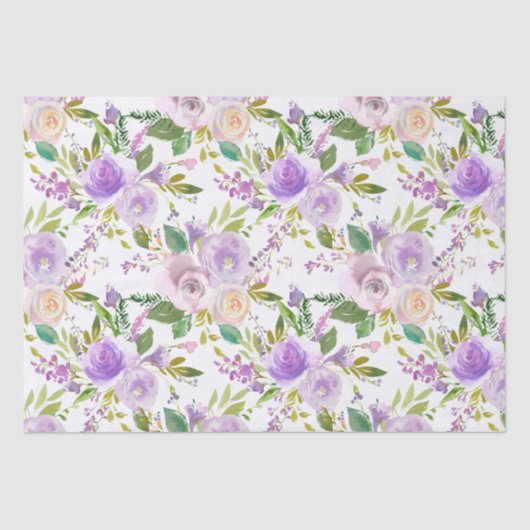 Lila Rose Floral Rustikal Seidenpapier (Vorderseite)