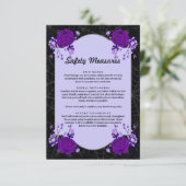 Lila Rose Floral Spiderweb Safety Measures Card Einladung (Stehend Vorderseite)