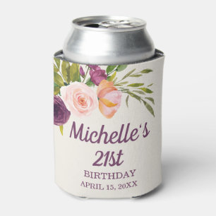 Lila Rosé Florale Creme 21. Geburtstag Dosenkühler