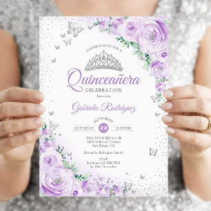 Lila Rose für Wasserfarben Quinceanera Einladung