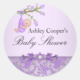 Lila Rose Garden Baby-Aufkleber Runder Aufkleber