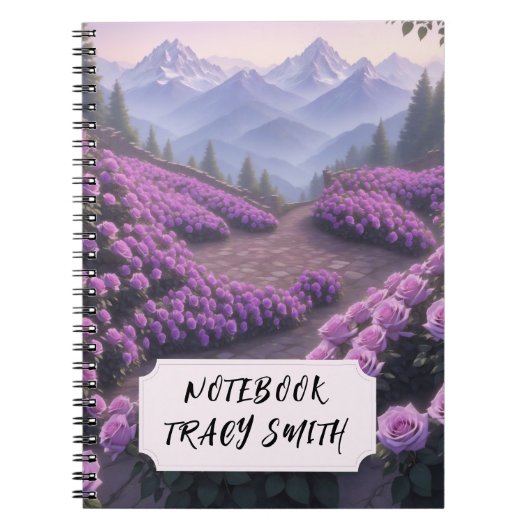 Lila Rose Garden Spiral Foto Notebook Notizblock (Vorderseite)