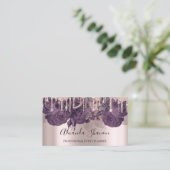 Lila Rose Glitzer Tropfen Logo-Event-Plane Visitenkarte (Stehend Vorderseite)
