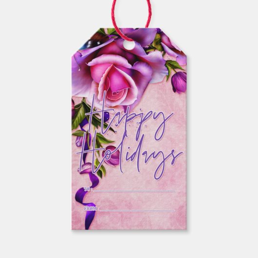 Lila Rose glücklicher Urlaub Geschenkanhänger (Vorderseite)