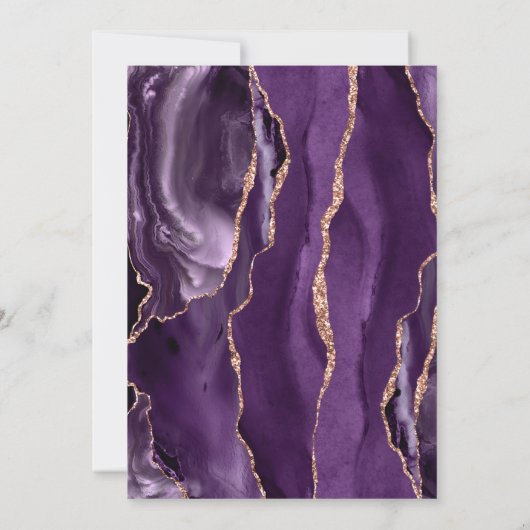 Lila Rose Gold Agate Dark Save the Date (Rückseite)