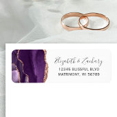 Lila Rose Gold Agate Hochzeit Rücksendeadresse