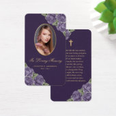 Lila Rose Gold Cross Bestattungskarte (Schreibtisch)