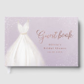 Lila Rose Gold Elegantes Dress Brautparty Gästebuch (Vorderseite)