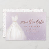 Lila Rose Gold Elegantes Kleid Save the Date (Vorne/Hinten)