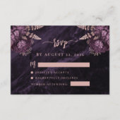 Lila Rose Gold Floral Script Hochzeit RSVP Begleitkarte (Vorderseite)