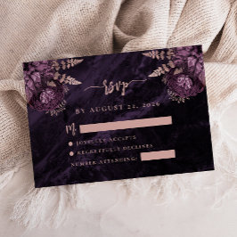 Lila Rose Gold Floral Script Hochzeit RSVP Begleitkarte