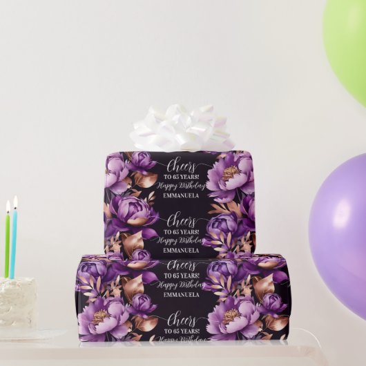 Lila Rose Gold Geburtstag personalisiert Geschenkpapier (Partygeschenke)