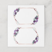 Lila Rose Gold Geometric Frame Wedding Platzkarte (Außenseite Aufgefaltet)