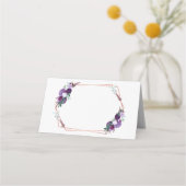 Lila Rose Gold Geometric Frame Wedding Platzkarte (Vorderseite)