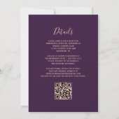 Lila Rose Gold Glitzer Edge QR Code Hochzeit Einladung (Rückseite)