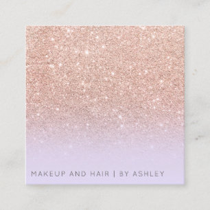 Lila Rose Gold Glitzer ombre Make-beruflich Quadratische Visitenkarte