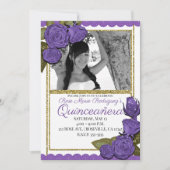 Lila Rose Gold Glitzer Quinceñera Geburtstag Einladung (Vorderseite)