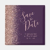 Lila Rose Gold Glitzer Script Save the Date Magnet (Vorne)