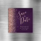 Lila Rose Gold Glitzer Script Save the Date Magnet