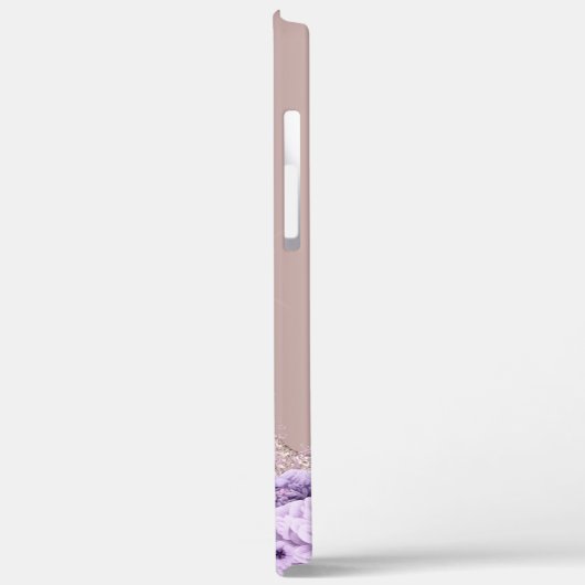 Lila Rose Gold Glitzer Tropfen Monogramm Case-Mate iPhone Hülle (Rückseite / Links)