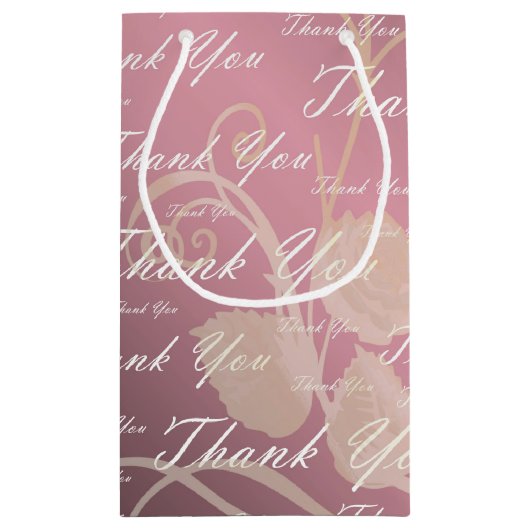 lila, Rose, Gold, Silber, danke + Sie, Blume, sm Kleine Geschenktüte (Rückseite)
