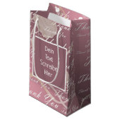 lila, Rose, Gold, Silber, danke + Sie, Blume, sm Kleine Geschenktüte (Vorderseite Schrägansicht)