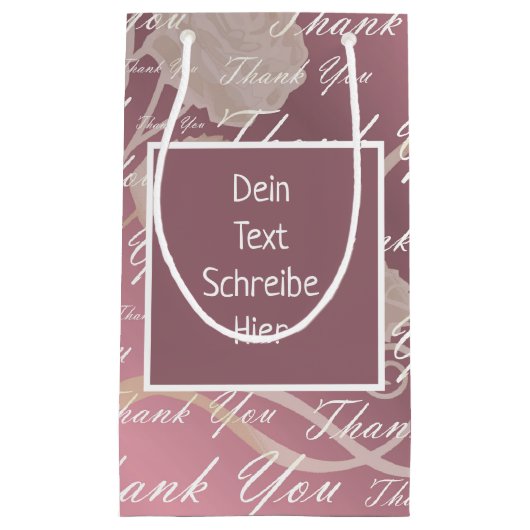 lila, Rose, Gold, Silber, danke + Sie, Blume, sm Kleine Geschenktüte (Vorderseite)