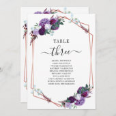 Lila Rose Gold Wedding Tischnummer 3 (Vorne/Hinten)