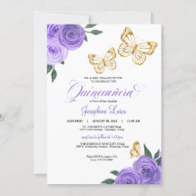 Lila Rose Golden Butterfly Quinceñera Geburtstag