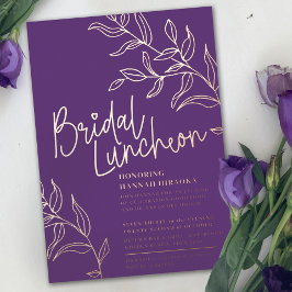 Lila Rose Goldzweig der Blätter Brautmittags Folieneinladung