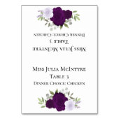 Lila Rose Hochzeit DIY Falten Platzkarte mit Mahlz Tischnummer (Vorderseite)